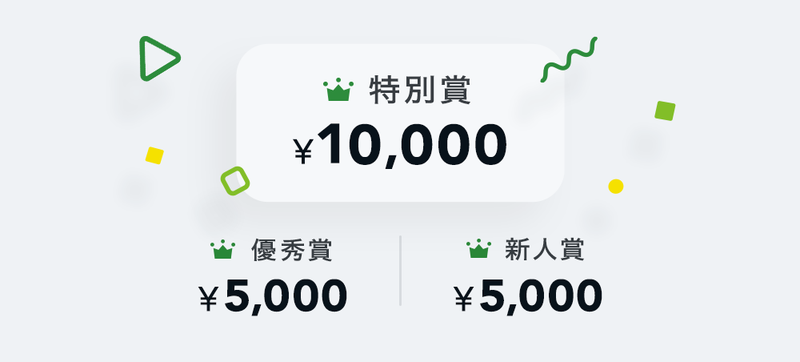 特別賞10000円　優秀賞5000円　新人賞5000円